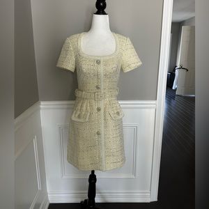 SELF PORTRAIT MINI YELLOW BOUCLE DRESS